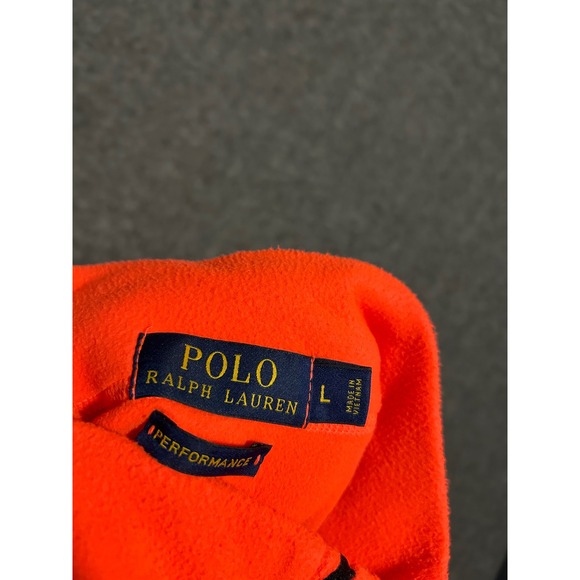 Polo ralph lauren performance Large fleece 1/2 zip pullover orange‎ read - Picture 3 of 7